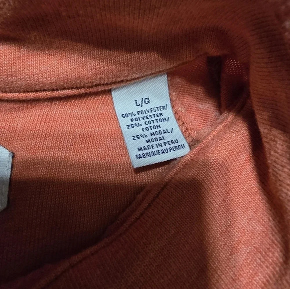 Tommy Bahama Knit 1/4 Zip Pullover in Dusky Orange, Exposed Stitching, EUC! - Picture 7 of 9